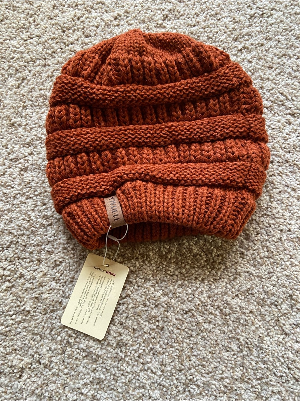 Chunky Knit Beanie - Burnt Orange
